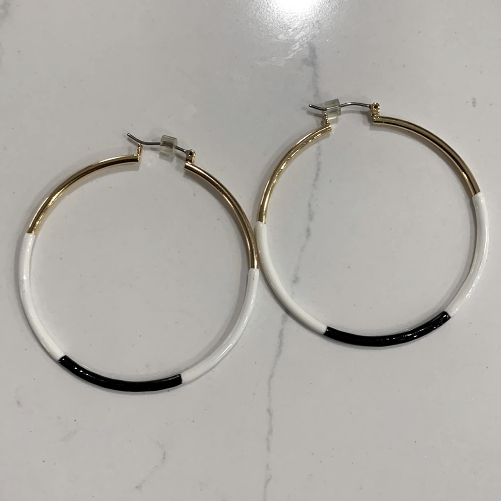 Jcrew back & white gold hoops